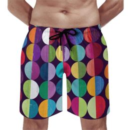 Men's Shorts Colorful Moon Art Board Circle Print Beach Elastic Waist Pattern Printing Swimming Trunks Big SizeMen's