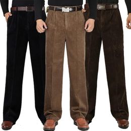 Men's Pants Winter Men's Thick Corduroy Casual Cotton Double Pleated High Waist Loose Trousers Size 30-42 44 46Men's
