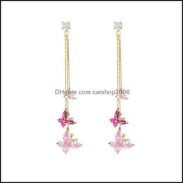 Dangle Chandelier Earrings Jewellery Mini Purple Colorf Zircon Drop Earring Bling Crystal Ear Stud For Summe Dhiyi