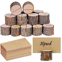 Party Decoration 10/20/30pcs Wood Place Card Holders Table Name Holder Memo Note With Cards For WeddingParty