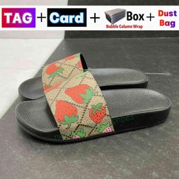 2022 Designer Slides Mens Womens Slippers with Original Box Dust Bag Bloom Flowers Printing Leather Web Black Shoes Fashion Summerfas