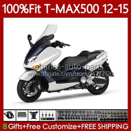 Injection Mould Fairings For YAMAHA TMAX-500 MAX-500 T MAX500 12-15 Bodywork 113No.6 TMAX MAX 500 TMAX500 12 13 14 15 T-MAX500 Pearl White 2012 2013 2014 2015 OEM Body