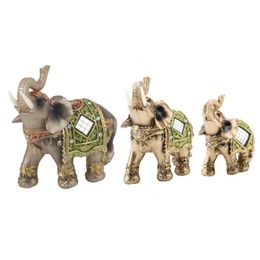 Decorative Objects & Figurines Resin Lucky Feng Shui Green Elephant Statue Sculpture Wealth Figurine Gift Home Office El Decor