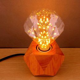 Table Lamps Wood Lamp LED Light Modern Simple Bedroom Polyhedron Polygon Decorative Reading Kid Small CL072311Table
