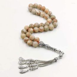 Beaded Strands Muslim Bracelet Tasbih Natural MUD LINE STONE Rosary Islamic Gift 33beads Prayer Misbaha Saudi Arabia Fashion Jewellery Fawn22