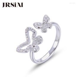 Cluster Rings JRSIAL 925 Sterling Silver Jewelry Ring Sweet Butterfly Resizable Finger Woman Edwi22