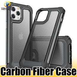 Carbon Fibre Phone Cases for iPhone 14 13 12 Pro Max XR SE2 Samsung S22 S21 Ultra S20FE Shockproof Case izeso