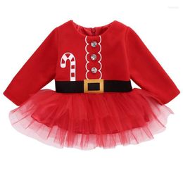 Girl's Dresses Xmas Kids Baby Girl Dress Christmas Pageant Tutu Lace Long Sleeve Princess Autumn Outfit Casual Party ClothesGirl's