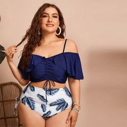 womens sexy fashion swimsuit swim swimwear swimming beachwear two piece set Navy blue Colour printing plus size no Bra underwire support summer swimsuits bikinis