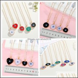 Pendant Necklaces Pendants Jewellery Simple Heart Evil Eye Druzy Drusy Necklace Women Resin Handmade Clavicel Chains Dhwvf