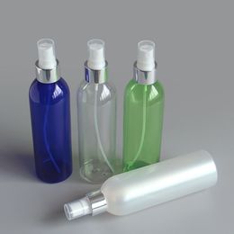 30pcs 250ml Empty Refillable Bottle With Plastic silver Sprayer Pump 250cc Coloured PET Screw Cap Perfume Bottles