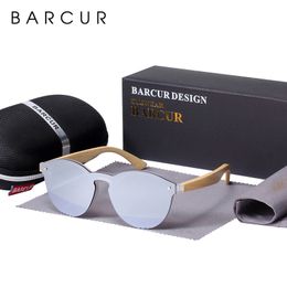 BARCUR Cat Eye Sunglasses Bamboo Men Brand Glasses Sun For Women Googles Red Fishing Eyewear 220513