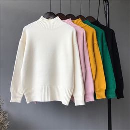 Winter Women Sweater Casual Turtleneck Pullover Sweaters Women Long Sleeve White Sweater Knitted Elegant Female Sweater 201225