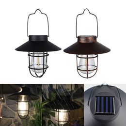 Solar Retro Camping Lantern Waterproof Vintage Night Lighting Portable Outdoor Hanging Tent LED Chandelier Light for Emergency