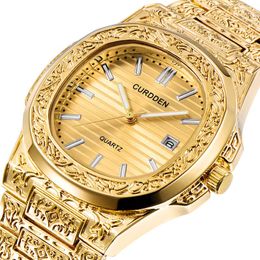Wristwatches Top Watches Men Creative Carving Antique Cool Watch Date Hip Hop Quartz Male Clock Gifts DropWristwatches