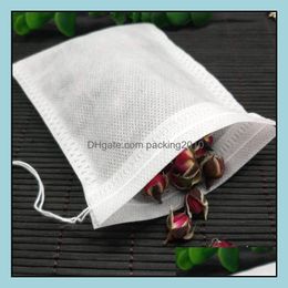 100Pcs/Lot Teabags 5.5 X 7Cm Fabric Empty Scented Tea Bags With String Heal Seal Filter For Herb Loose Bolsas Drop Delivery 2021 Coffee To