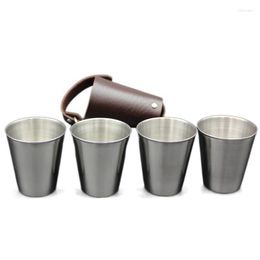 Keychains Pcs/Set 70Ml Portable Beer Cup Set With Key Chain Wine Stainless Steel Whiskey Glasses For Camping TravelKeychains Forb22