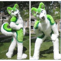 Halloween green husky fursuit Mascot Costume Top Quality Cartoon Character Outfits Suit Unisex Adults Outfit Christmas Carnival Fancy Dress