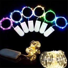 Strings 10pcs Colorful Copper Wire LED String Lights Birthday Holiday Fairy Light Garland Christmas Tree Decor Wedding Party DIY 2LED