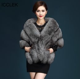 ICCLEK New winter Haining imitation fur whole skin hair women's short Cape waistcoat fashion coat T220716