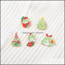 Pins Brooches Jewellery European Cartoon Frog Model Pins Christmas Star Stocking Walking Stick Lapel Unisex Children Animal Alloy Enamel Clot