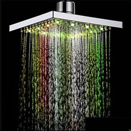 1Pc Shower Head Square Light Rain Water 26 Home Bathroom Led Changing 7 Colours For Dropship Apr12 Drop Delivery 2021 Heads Faucets Showers