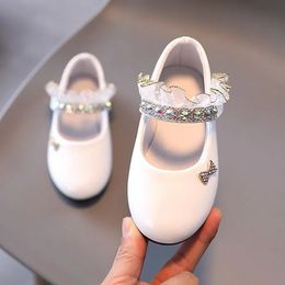 Flor Girls White Red Princess Leather Shoes para crianças Sapato de festa de casamento de meninas 1 2 3 4 5 6 7 8 a 9 10 11 12 anos 220525