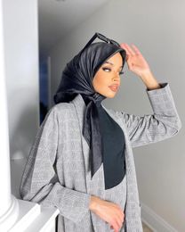 Spring And Summer Luxury 90 90cm Silk Scarf Simple Monochrome 100 Women Fashion Sunscreen Hijab
