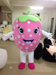 Halloween pink Strawberry Mascot Costume High Quality Cartoon fruit Plush Anime theme character Adult Size Christmas Carnival Birthday Party Dress