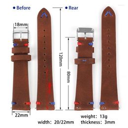Watch Bands Genuine Leather Brown Coffee Quick Release Calfskin Handmade Vintage Strap 20mm 22mm Hele22