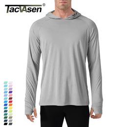 TACVASEN Sun Protection T-Shirts Mens Long Sleeve Hoodie Casual UV-Proof T-Shirts Breathable Lightweight Quick Dry T shirts Male 220420