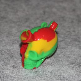 Newest design skull shape silicone blunt bubbler hookah mini trival bongs water pipe smoking hand pipe oil dab rig