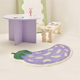 Fruit Bathroom Carpet Arc Bath Rug Anti-slip Floor Mat for Shower Room Kitchen Creative Fan Shape Doormat Soft Bathtub Side Rugs 220504