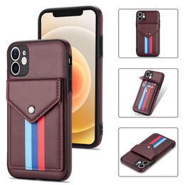 Card Pocket Credit ID Slot Leather Cases for iphone 12 pro max mini 11 XR XS MAX 6G 7G PLUS Mobile Phone Back Cover
