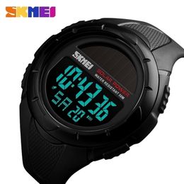 Skmei Erkekler Aydınlık Saatler Spor Dijital Erkek Kollumları Güç için Solar Solar Alarm Erkek Saat Reloj hombre 1405 220530