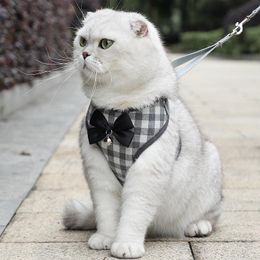Dog Collars & Leashes Grey Plaid Kitten Harness Vest Dogs Clothes Bowkont Soft Small Clothing Cat Cute All Season Comfortable Pet ProductsDo