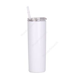 20oz Sublimation Tumblers Straight Blanks White 304 Stainless Steel Vacuum Insulated Slim DIY Cup Car Coffee Mugs Sea Shipping 200pcs DAW471