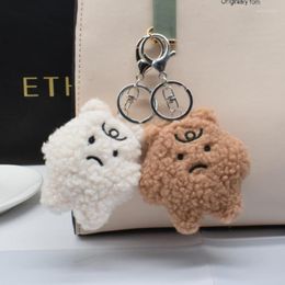 Keychains Frustrated Ins Bear Plush Keychain Student Bag Pendant Car Key Ring Girl Decoration Accessories Gift Enek22