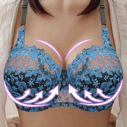 Women Lace Bra Bralette Ultra Thin Embroidery Bra Sexy Push Up Transparent Underwear Patchwork Cd Cup Bra Plus Size L220727