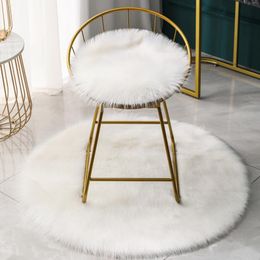 Carpets Chair Sofa Rug Fluffy Round For Living Room Home Decor Bedroom Kid Floor Mat Decoration Salon Thicker Pile RugCarpets