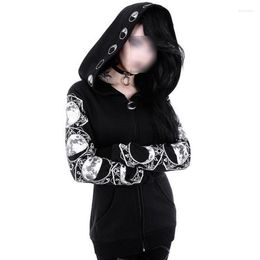 Women's Hoodies Sweatshirts Women Gothic R Moon Phase Hoodie Sweatshirt Magic Witch Wizard Cosplay Jacket Coat Drop Ship Punk Female Dark