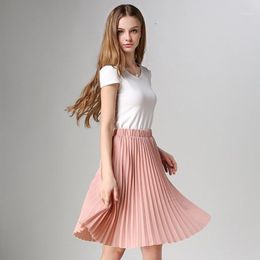 Skirts Chiffon Pleated Women Summer Female Vintage Sexy Midi Kawaii Skirt 2022 Korean Style Streetwear Fashion Clothing Pink