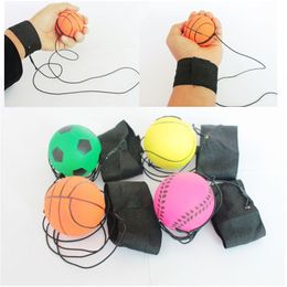 Throwing Bouncy Rubber Ball Kids Funny Elastic Reaction Training Wrist Band Balls for Outdoor Play Equipment Games Toys Exercise Arms