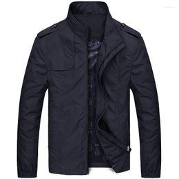 Men's Trench Coats Men's Jacket Spring And Autumn Stand-up Collar Thin Youth Casual Large Size Windbreaker JacketMen's Viol22