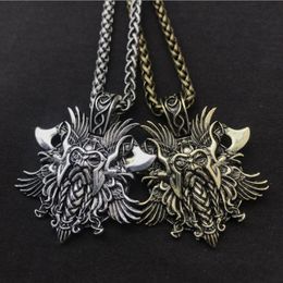 Pendant Necklaces Odin Necklace Pagan Men Nordic Jewellery Viking Crow Cross NecklacePendant NecklacesPendant