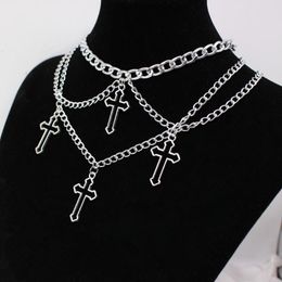 Pendant Necklaces Goth Streetwear Grunge Cross Pendants Women Men Neck Chain Indie Jewellery On The 2022 E Girl Choker Aesthetic Kpop