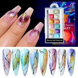 Nail Glitter Art Watercolour Solid Pearlescent Pigment Gold Powder Smudge Painting Special Set DIY Decoration TSLM1 Prud22