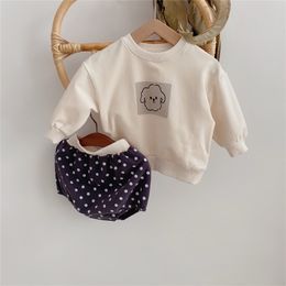 Autumn cute dog long sleeve sweatshirts and dot shorts 2 pcs sets Baby boys and girls cotton outfits LJ201223