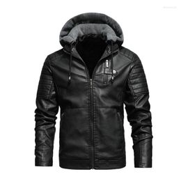 Men's Vests Winter Plus Velvet Zipper Short Large Size Coat Leisure Hooded Leather Outwear Outdoor Warm Jacket Stra22