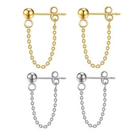 Dangle & Chandelier Stainless Steel Ball Bead Tassel Chain Drop Earrings For Women Girls Balls Stud Tragus Cartilage Hypoallergenic Earrings